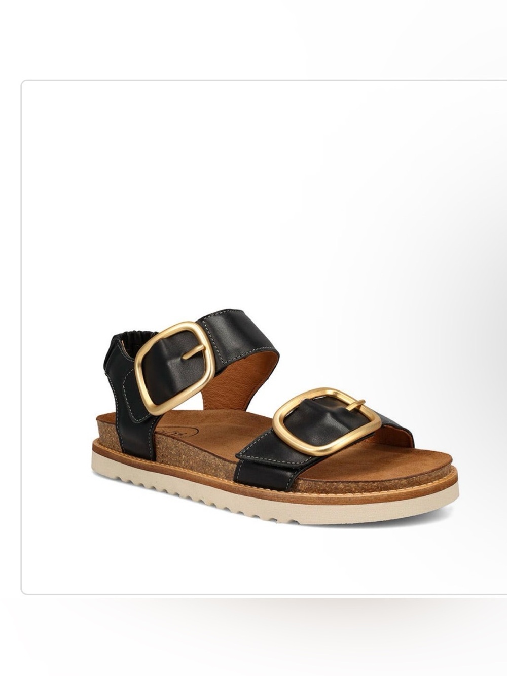 Taos Footwear Black Sandals with Gold Buckles